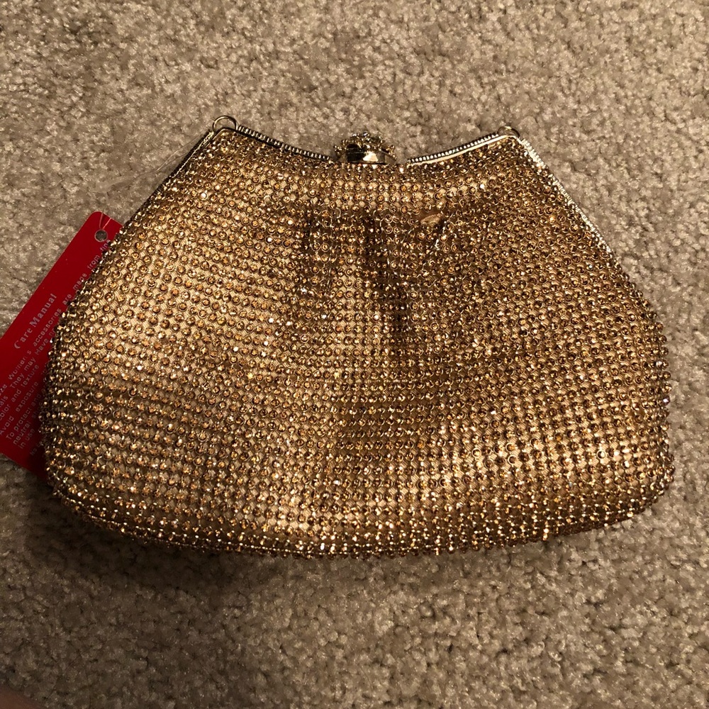 Gold rhinestone clutch